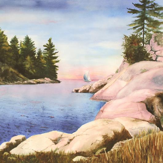 530x530 Heading In For The Night Watercolor Painting Lake Effect Gallery