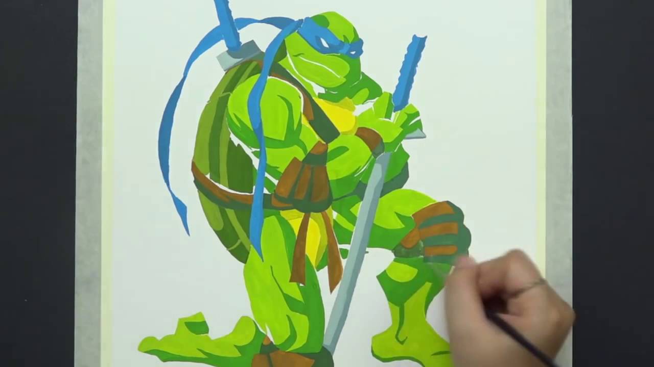 1280x720 Speed Drawing Leonardo Teenage Mutant Ninja Turtle Watercolor