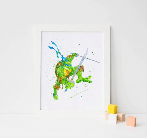 570x533 Teenage Mutant Ninja Turtles Leonardo Watercolor Art Print