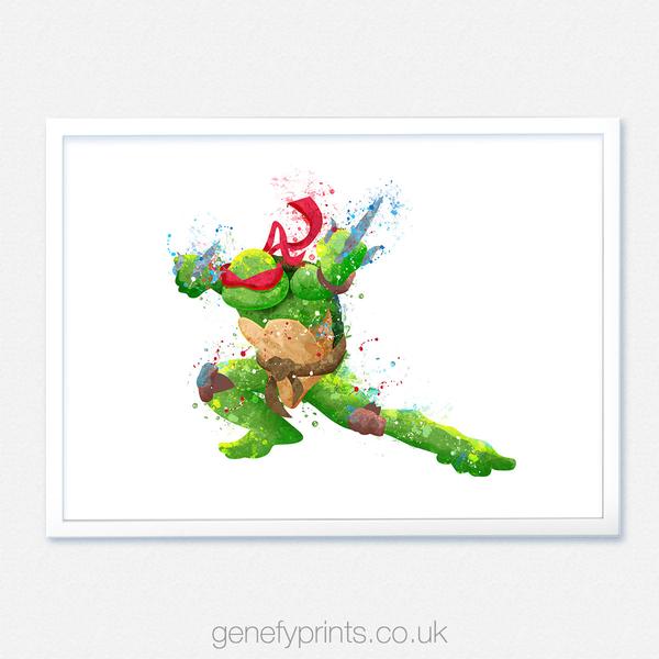 600x600 Teenage Mutant Ninja Turtles Raphael Watercolor Print