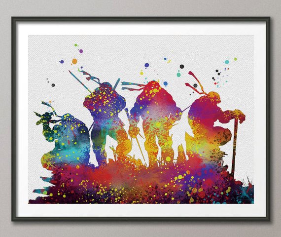 570x480 Teenage Mutant Ninja Turtles Poster Ninja Turtles Watercolor Etsy