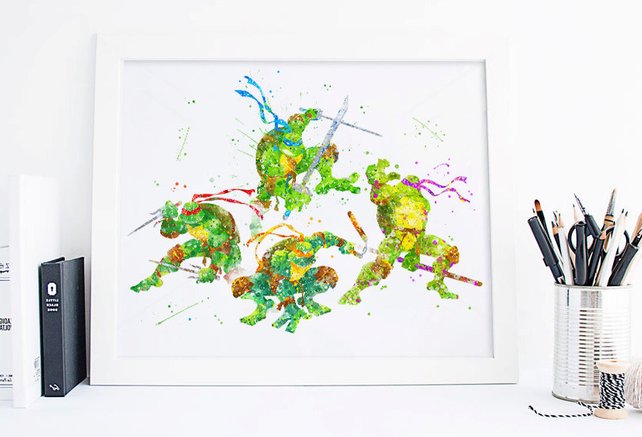 642x437 Teenage Mutant Ninja Turtles Print Watercolor Tmnt Gift Tmnt Etsy