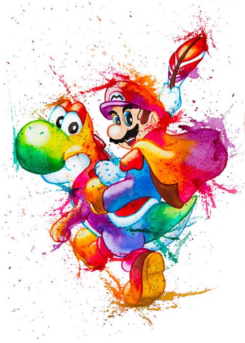 500x702 Said Murat Gaming Watercolor, Nintendo And