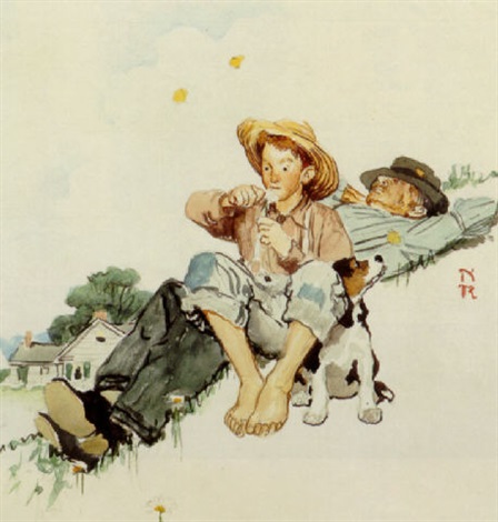 448x470 Grandpa And Me Picking Daisies By Norman Rockwell On Artnet