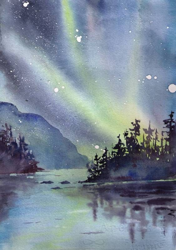 563x800 Northern Lights Original Watercolour Arts
