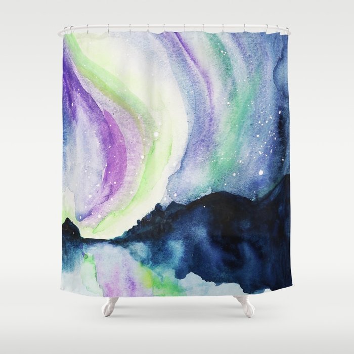 700x700 Northern Lights Watercolor Shower Curtain By Jenmerli Society6