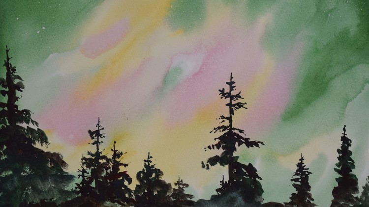 750x422 Northern Lights In Watercolour For Beginners Udemy
