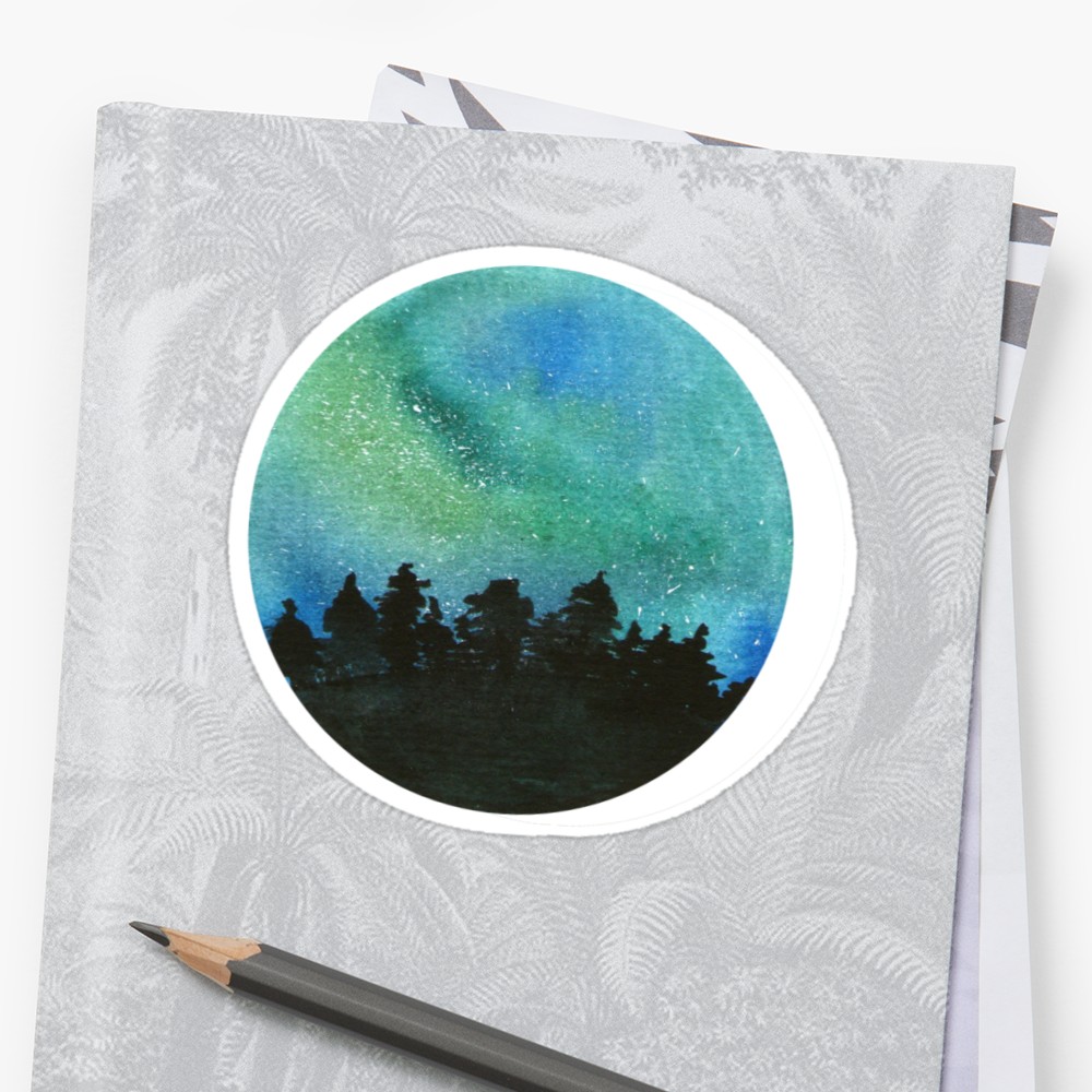 1000x1000 The Northern Lights Watercolor Stickers By Bluemoons Redbubble