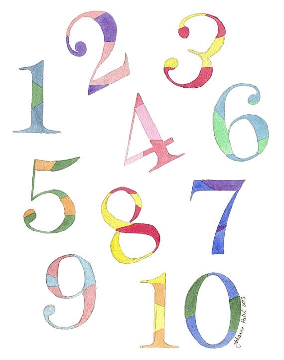 570x722 Numbers Watercolor Painting