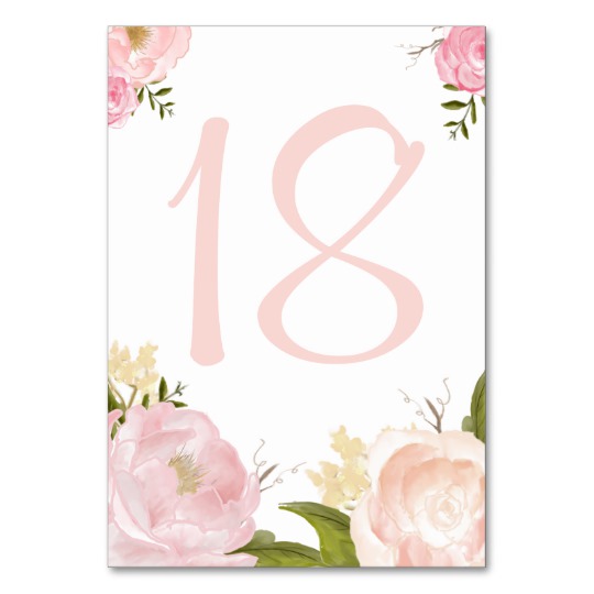 540x540 Romantic Watercolor Flowers Table Numbers Card