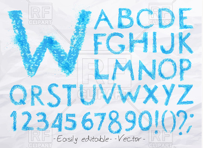 400x292 Watercolor Font Of Alphabet And Numbers Vector Image Vector