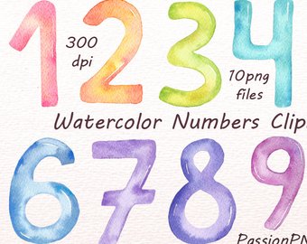 340x270 Watercolor Numbers Etsy