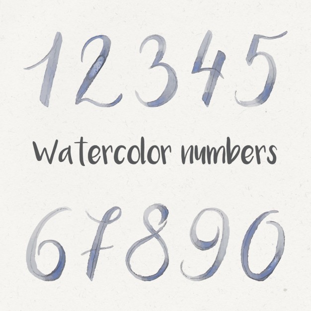 626x626 Watercolor Numbers Collection Vector Free Download