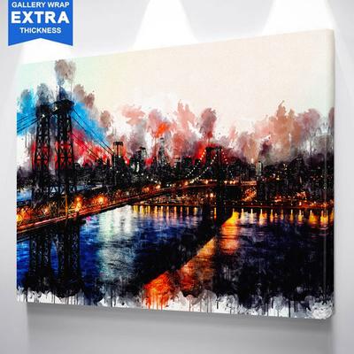 400x400 Nyc Skyline Amp Bridge Watercolor Canvas