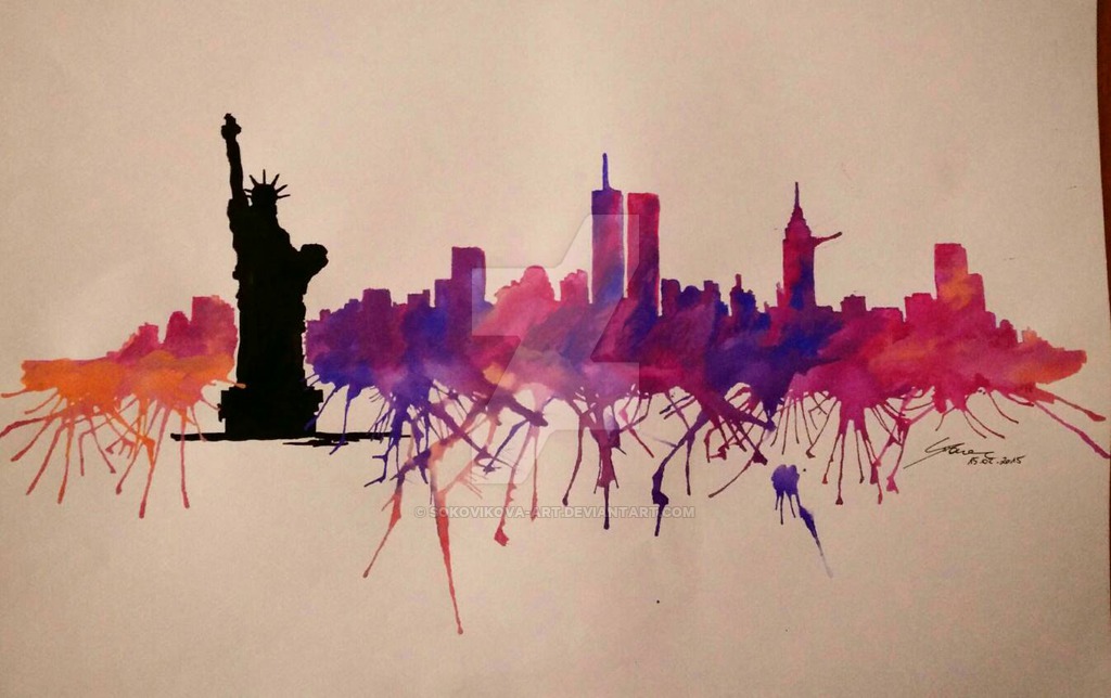 1024x644 Nyc Watercolor Skyline By Sokovikova Art