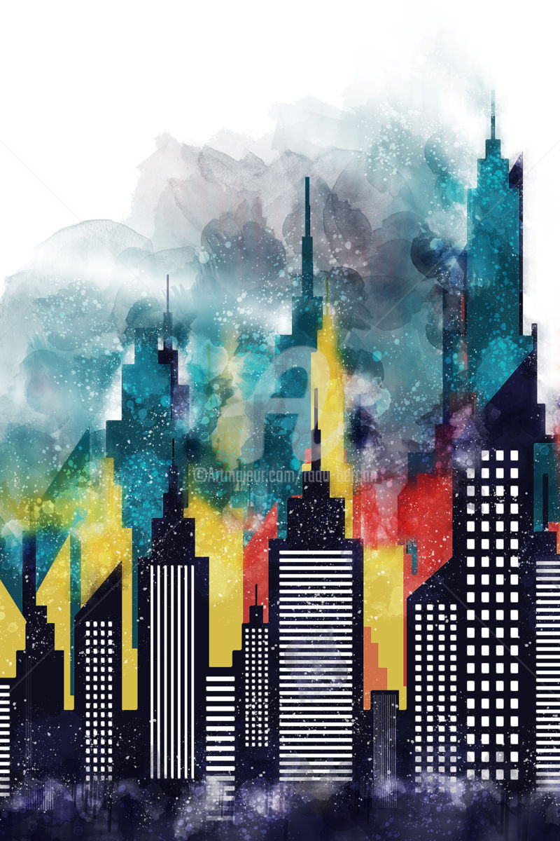 800x1200 New York City Skyline In Watercolors (Radu Bercan)
