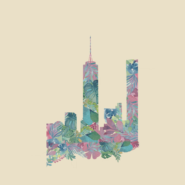 630x630 New York City Skyline Watercolor Floral Design