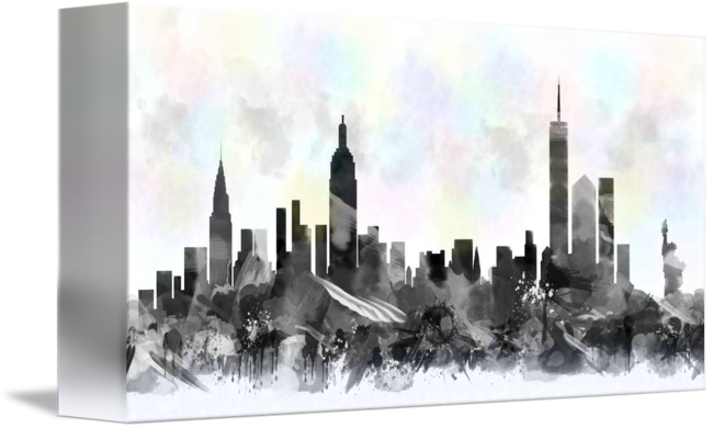 650x390 New York City Skyline Silhouette Watercolor By Mary Alhadif