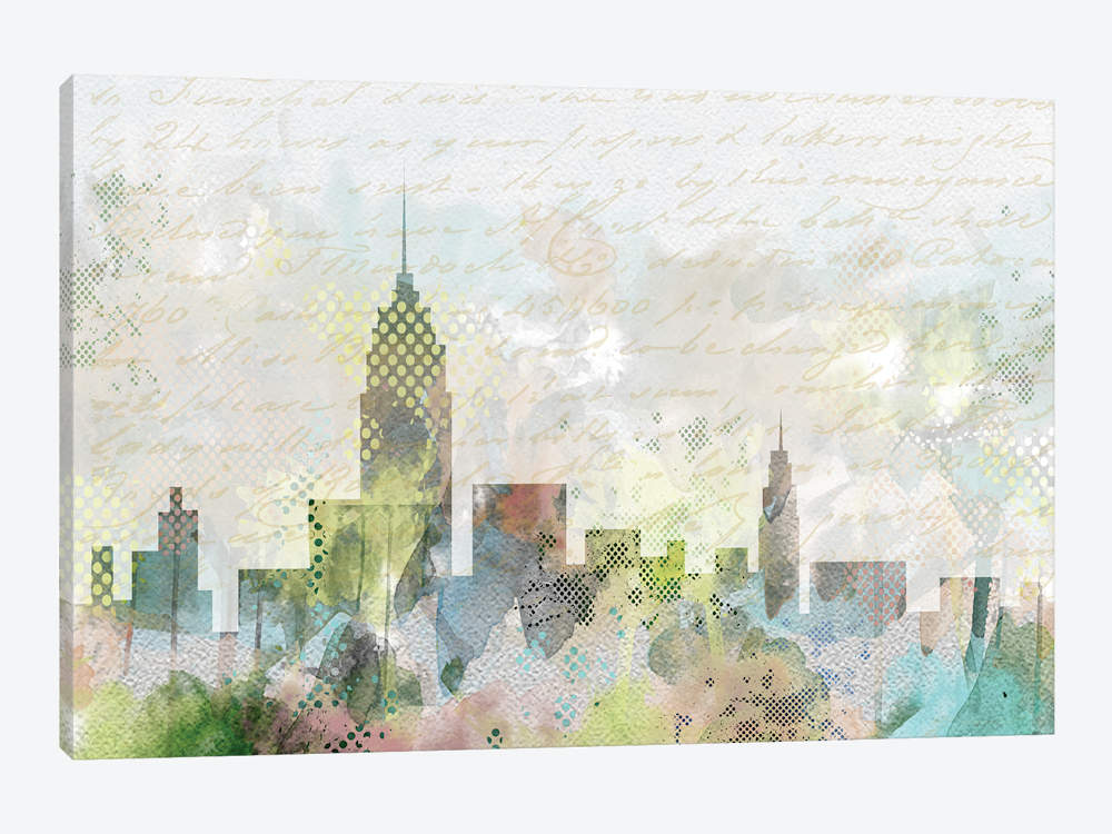 1000x750 Watercolor Nyc Skyline Art Print By Xander Blue Icanvas