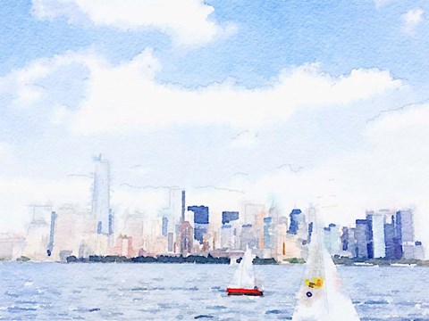 480x360 Watercolor Nyc Skyline Ii Fine Art Print By Nola James