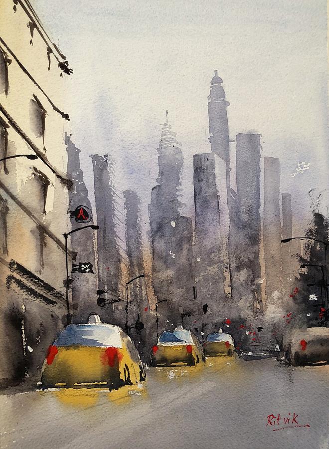 660x900 Nyc 7 Painting By Ritvik Watercolors