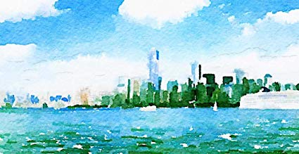 425x219 Watercolor Nyc Skyline I By Nola James Art Print, 16 X