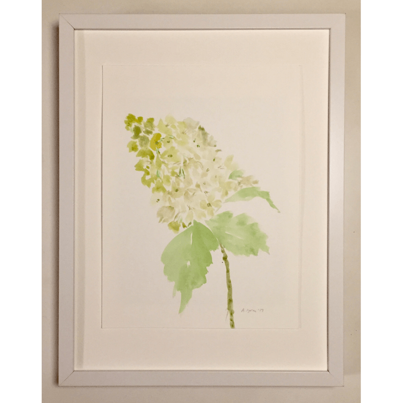 800x800 Oakleaf Hydrangea In Greens, Original Watercolor Painting