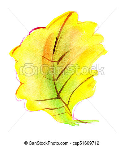 401x470 Autumn Leaf Of An Oak. Watercolor. Bright Yellow Hot Sheet Of Oak
