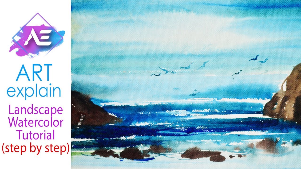 1280x720 Ocean Water In Watercolors Painting Tutorial How To Paint Sea In