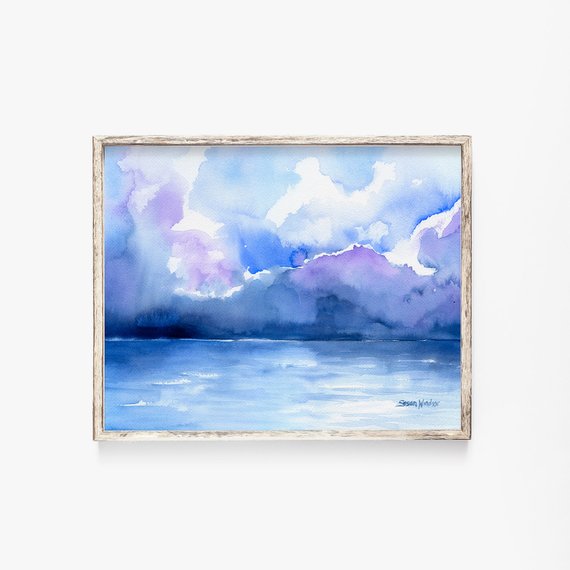 570x570 Abstract Ocean Watercolor Painting 4 X 6 Giclee Print Etsy