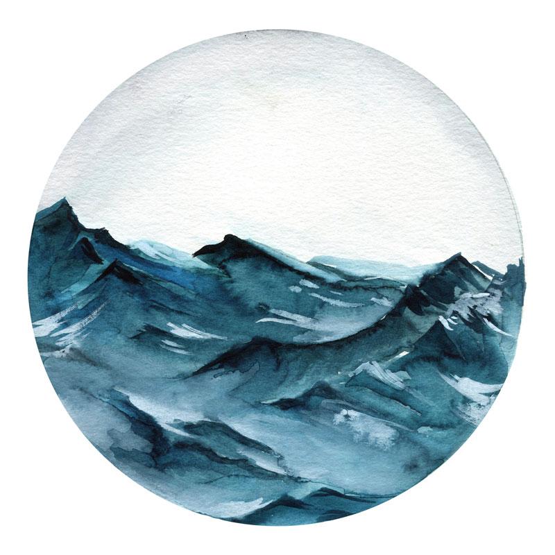 800x800 Ocean Waves Watercolor Landscape Paint Kit