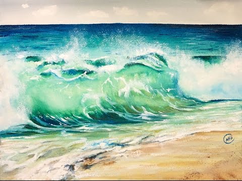 480x360 Watercolor Waves Rough Paper Painting Tutorial