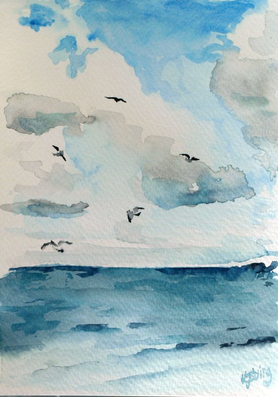 570x813 Ocean Painting Watercolour Sea Original Seaside 5x7