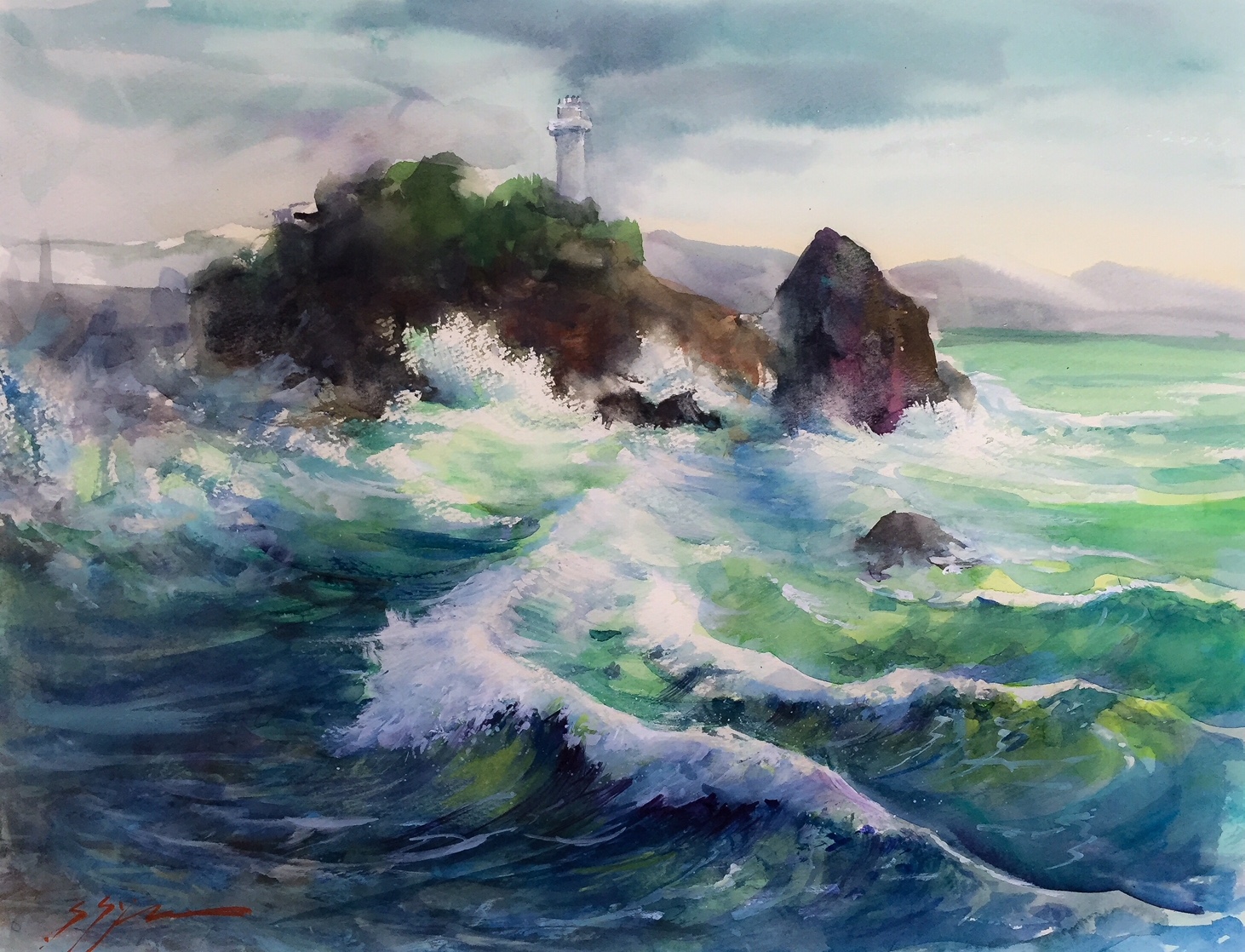 1462x1118 The Pacific Ocean Watercolor Painting Steemit