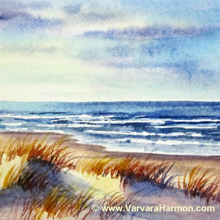 450x450 Yessy Gt Varvara Harmon Gt Mini Watercolor Painting Gt Ocean Dunes