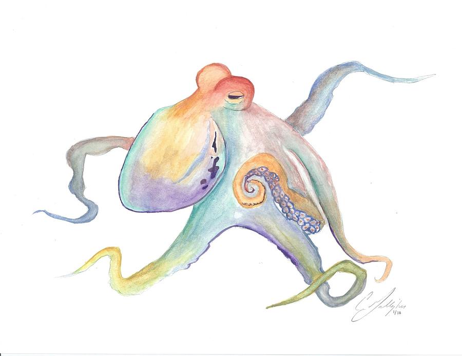 900x693 Original Octopus Watercolor Painting Painting By Christian Galligher