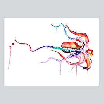 355x355 Cool Octopus Watercolor Painting, A4