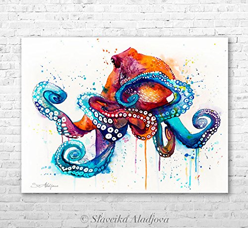 500x460 Octopus Watercolor Painting Print By Slaveika Aladjova