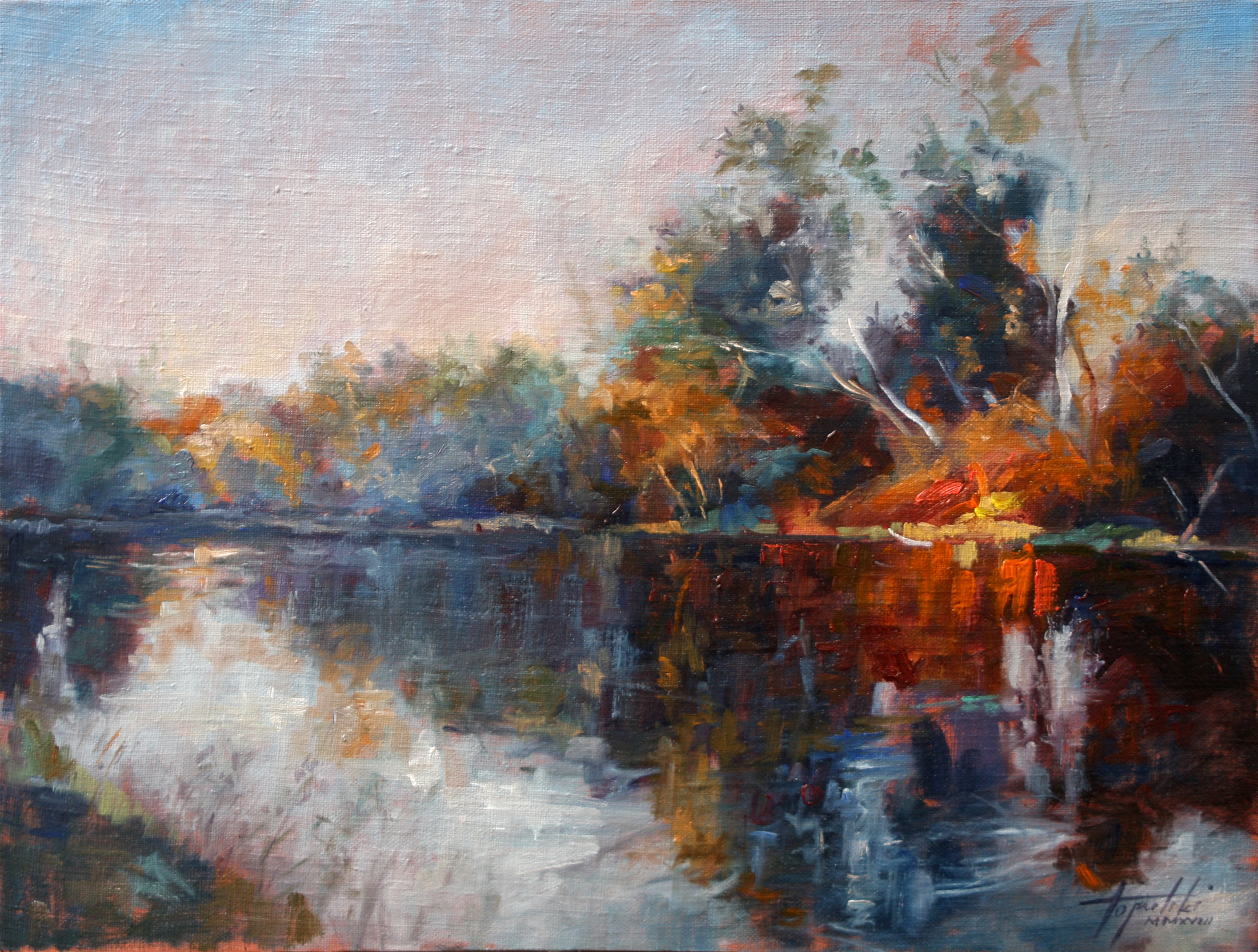 2202x1666 River Reflections Landscape Oil Painting Fine Arts Gallery