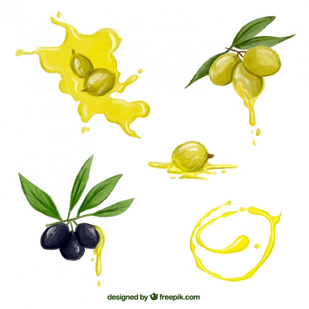 626x626 Set Of Watercolor Olives And Oil Stains Vector Free Download