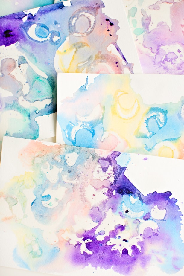 615x923 Marbled Watercolor And Oil Painting With Kids