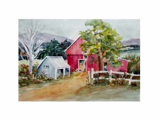 520x392 Old Barn Paintings, Original Watercolor Scenes