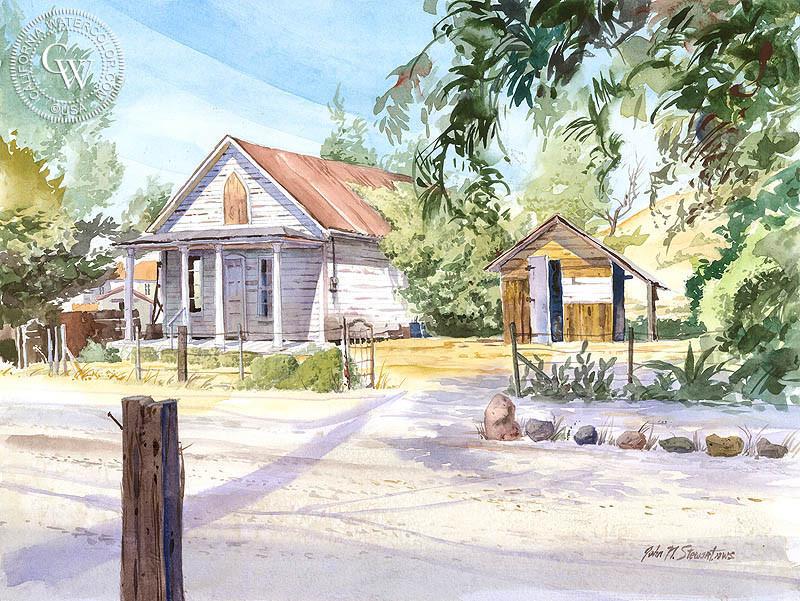 800x601 Old House, Art By John Norman Stewart California Watercolor