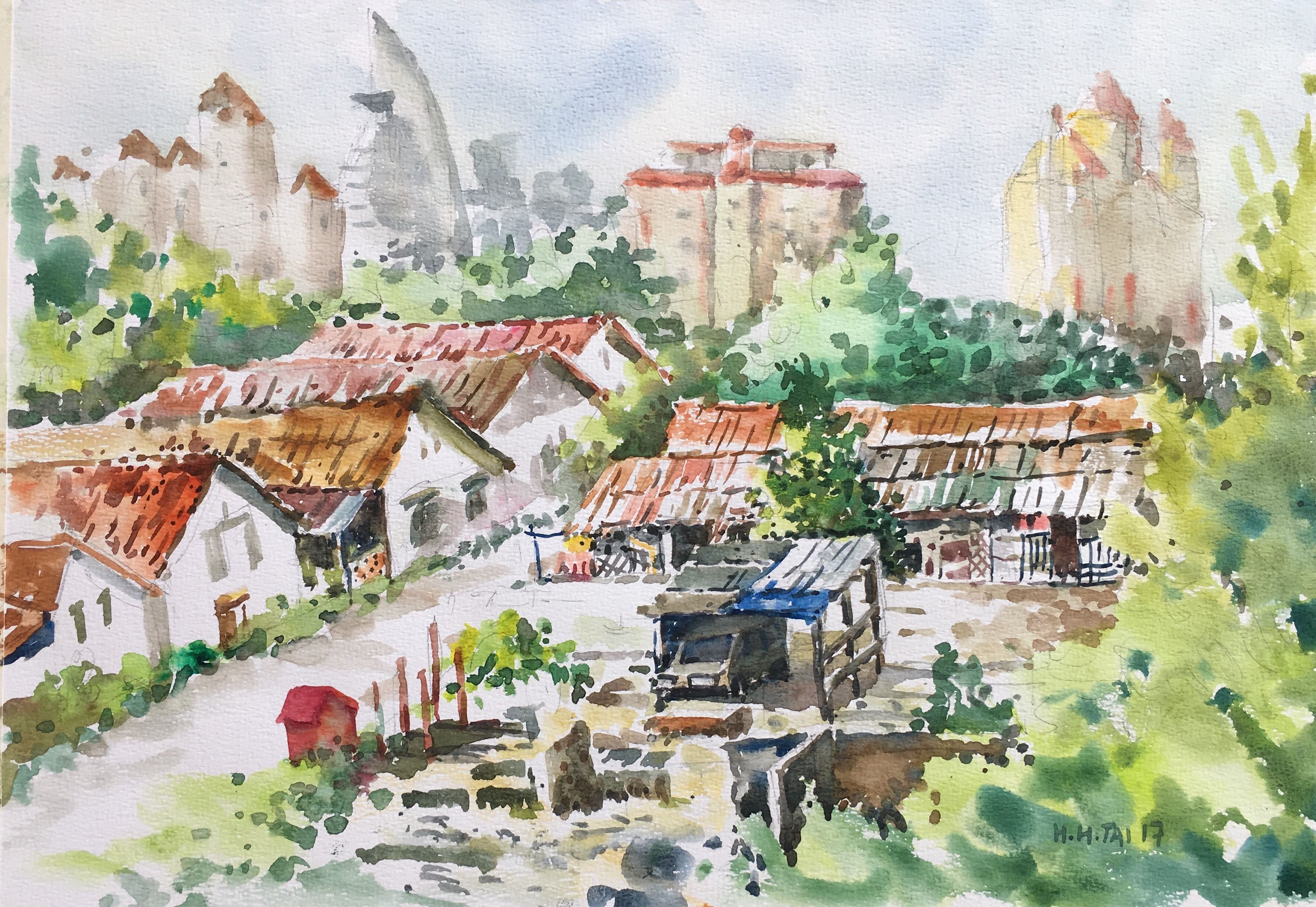 3571x2462 Old House In Old Klang Road Watercolour By Brian Tai Art