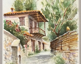 340x270 Old House Watercolor Etsy