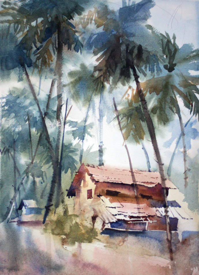 690x951 An Old House In Gokarna By Artist Vikrant Shitole Impressionism
