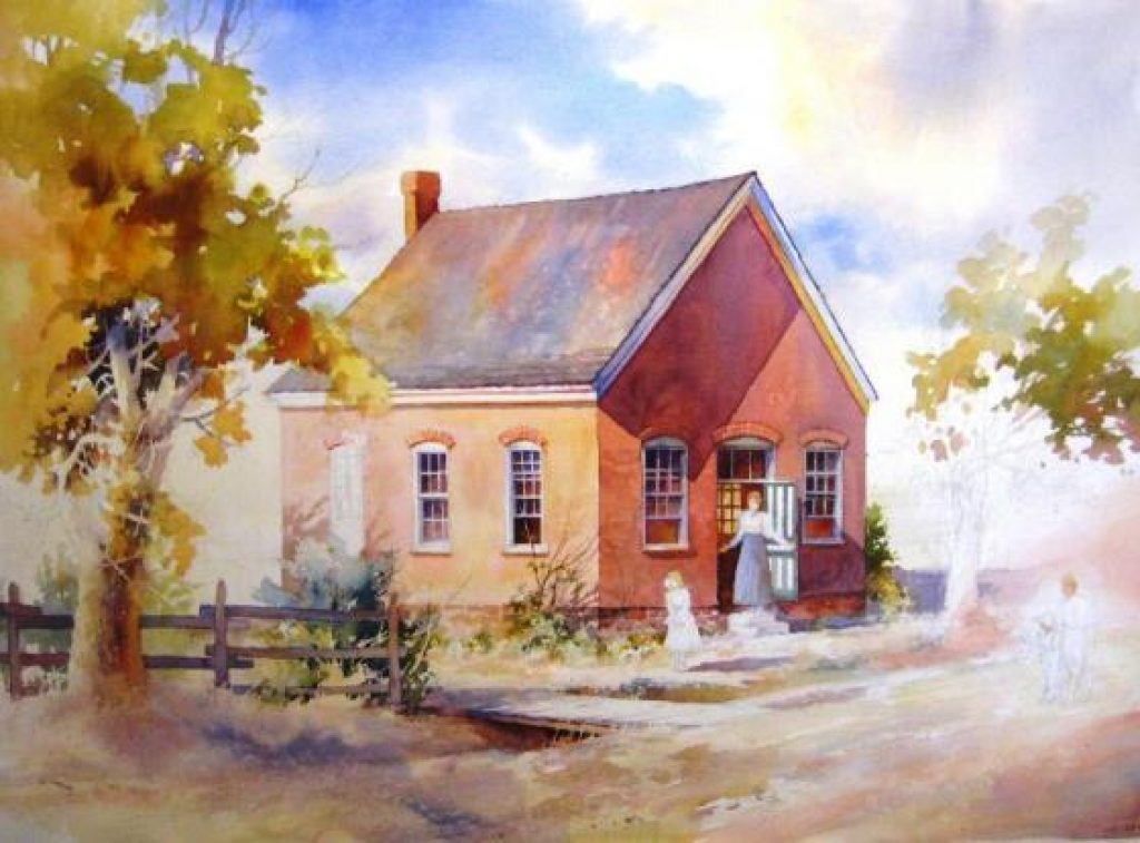 1024x757 Step By Step Painting Old Pioneer School House Roland Lee