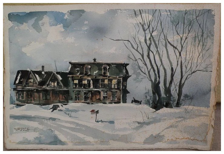 740x509 California Artist Signed Watercolor Painting Of An Old House Jon