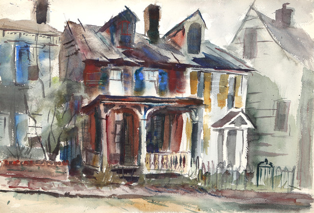 640x434 Eve Nethercott, Old Houses, P3.6, Watercolor Painting