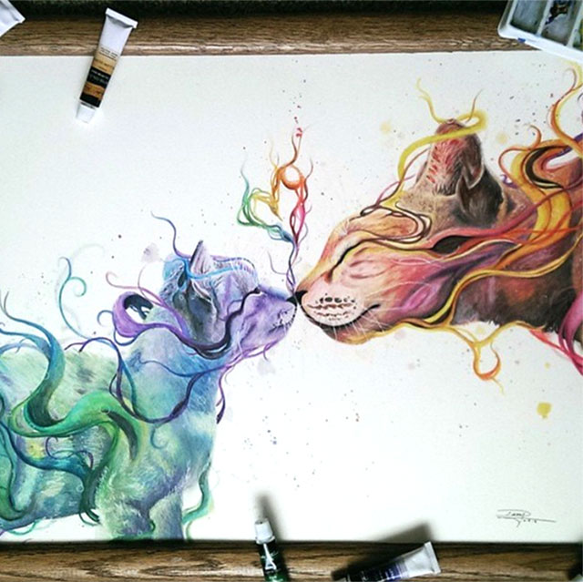 640x639 17 Year Old Artist Creates Incredibly Lively Watercolor And Pencil Art